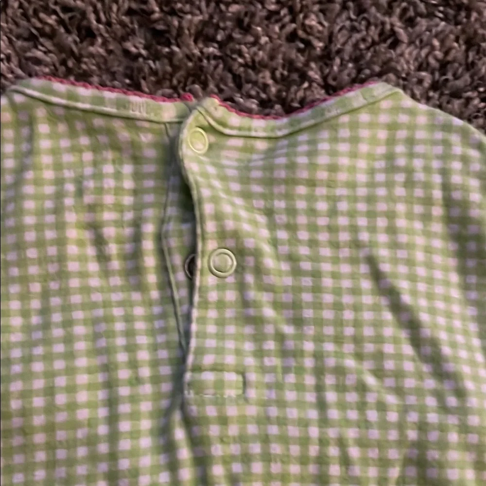 Child of Mine Green Gingham Baby Dress with Flower